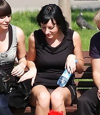 Amazing up skirt long legs are here