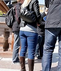 Tight fitting jeans outdoor view