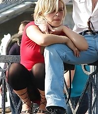 Tiny thong on hot pussies up skirt