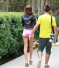Sexy shorts girl nude tits upblouse