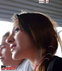 Naughty hunter followed jeans babe