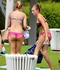 Full bodied girls bikini tits slip