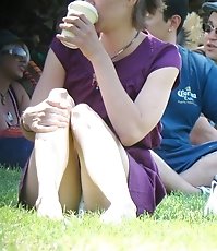 Squat upskirt. Crazy smiling chick caught by hidden cam
