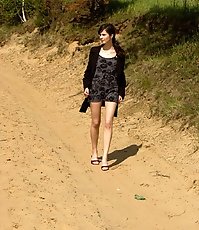 Spying on beautiful  teen peeing on the river beach