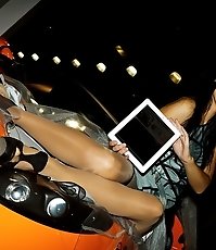 Fishnet pantyhose superb upskirt