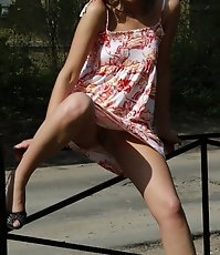View up brunette's mini skirt