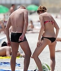 Bikini thong hiding between booties