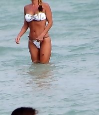 Girls flashing bikini down blouses