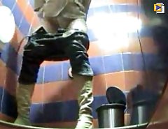 Hot blonde exposed to spy cam in public loo