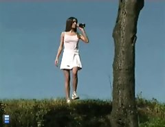 Teen peeing near the lake