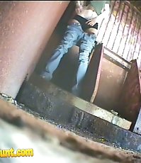 Chick with perfect ass pees in dirty public toilet